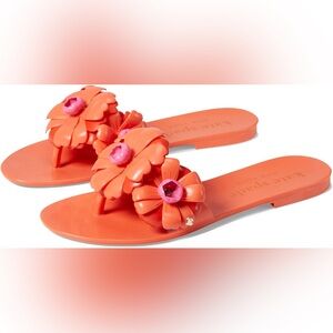 Kate Spade Jaylee Vibrant Orange and Pink Sandals with 3D Floral Design